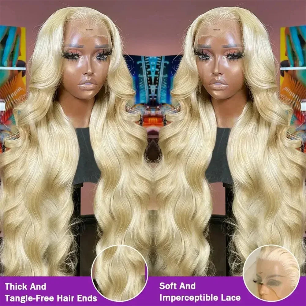 30 Inch Blonde Body Wave Lace Front Human Hair Wig