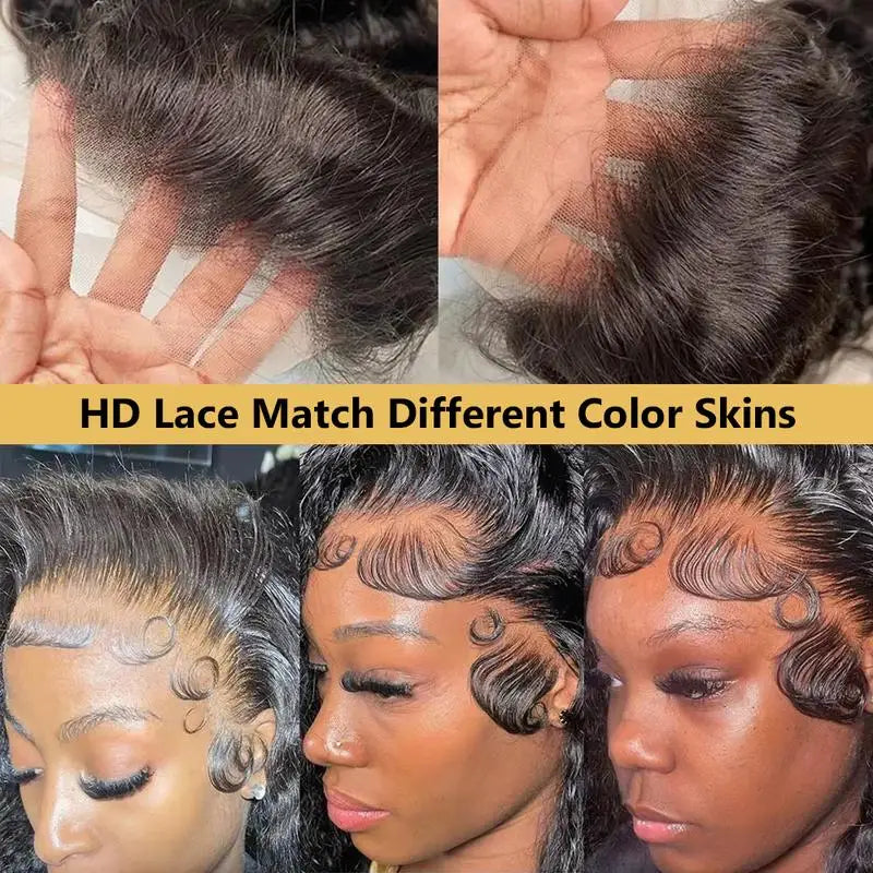 Natural Black Straight 13x4 Lace Front Human Hair Wig Glueless Brazilian
