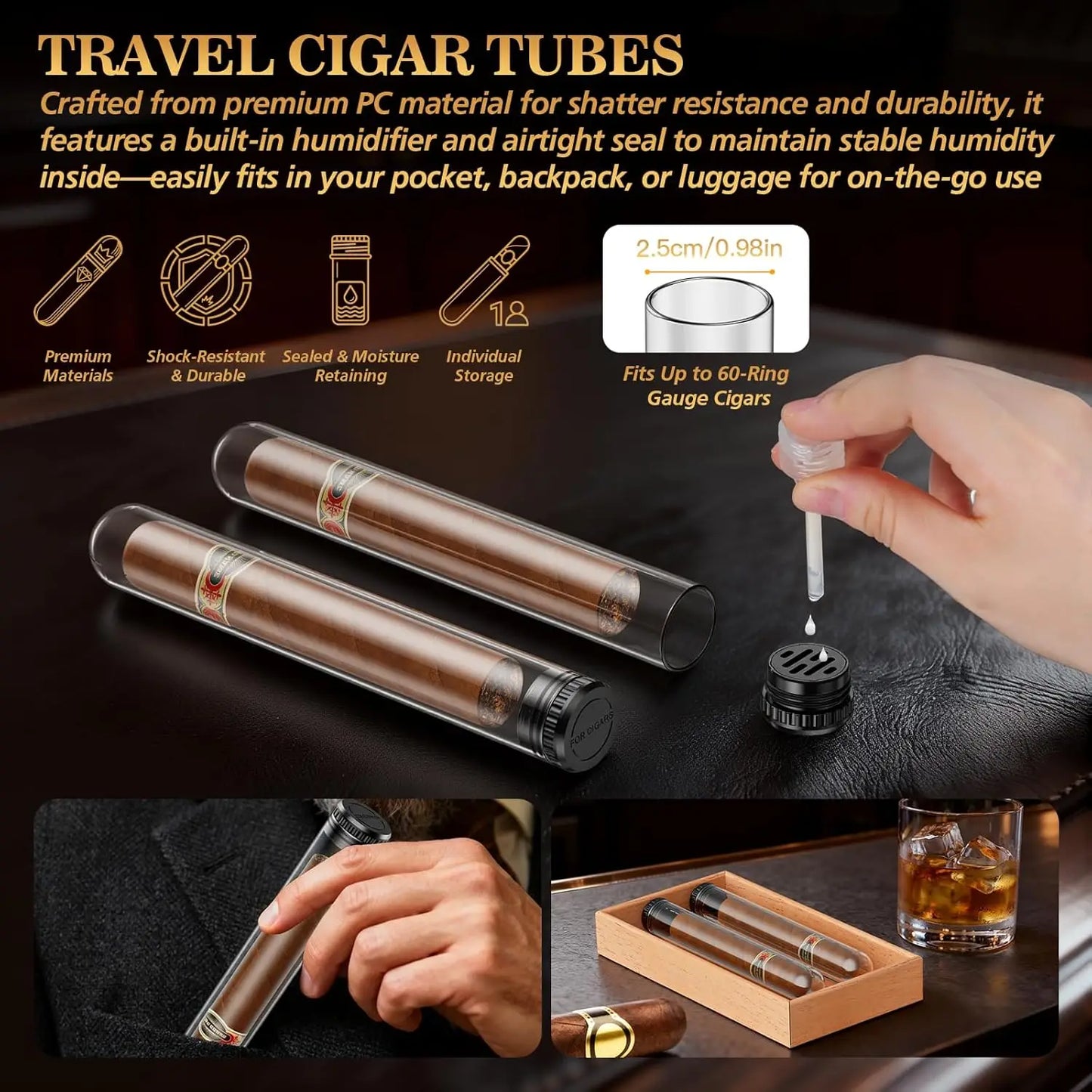 Cigar Humidor with Music Box System Cigar Humidor  and Cedar Wood Tray-Transparent Top Desktop Humidor Digital Hygrometer & Humidifier