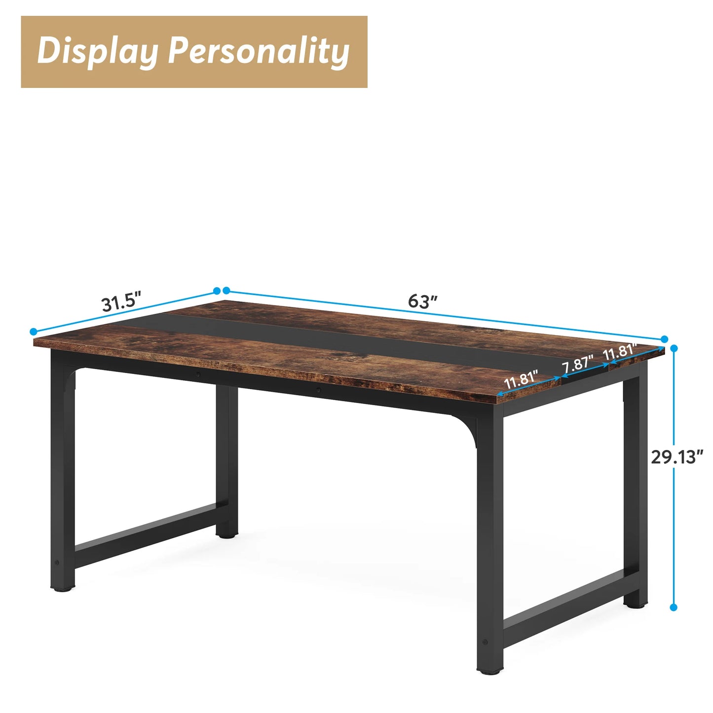 Dining Table, Industrial Kitchen Table for 6-8 Person,