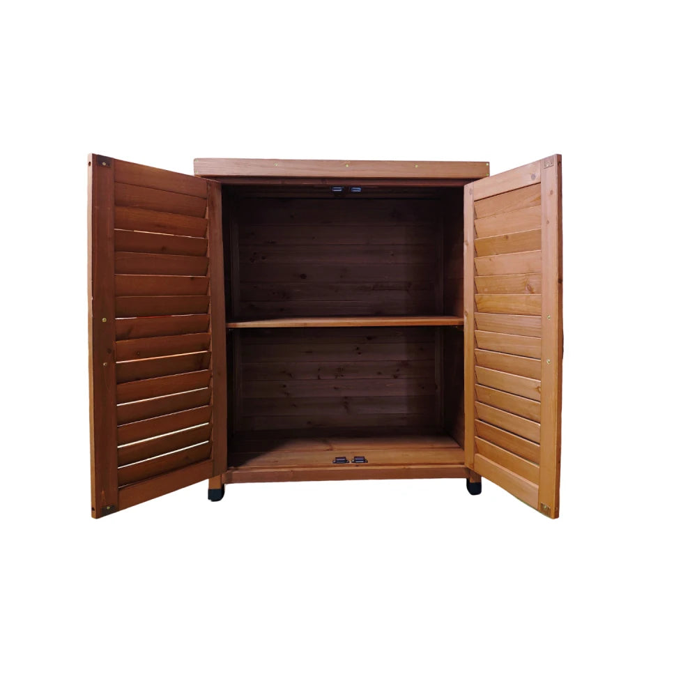 Potting Bench with Storage Cabinet and Metal Table Top for Outdoor Patio,'