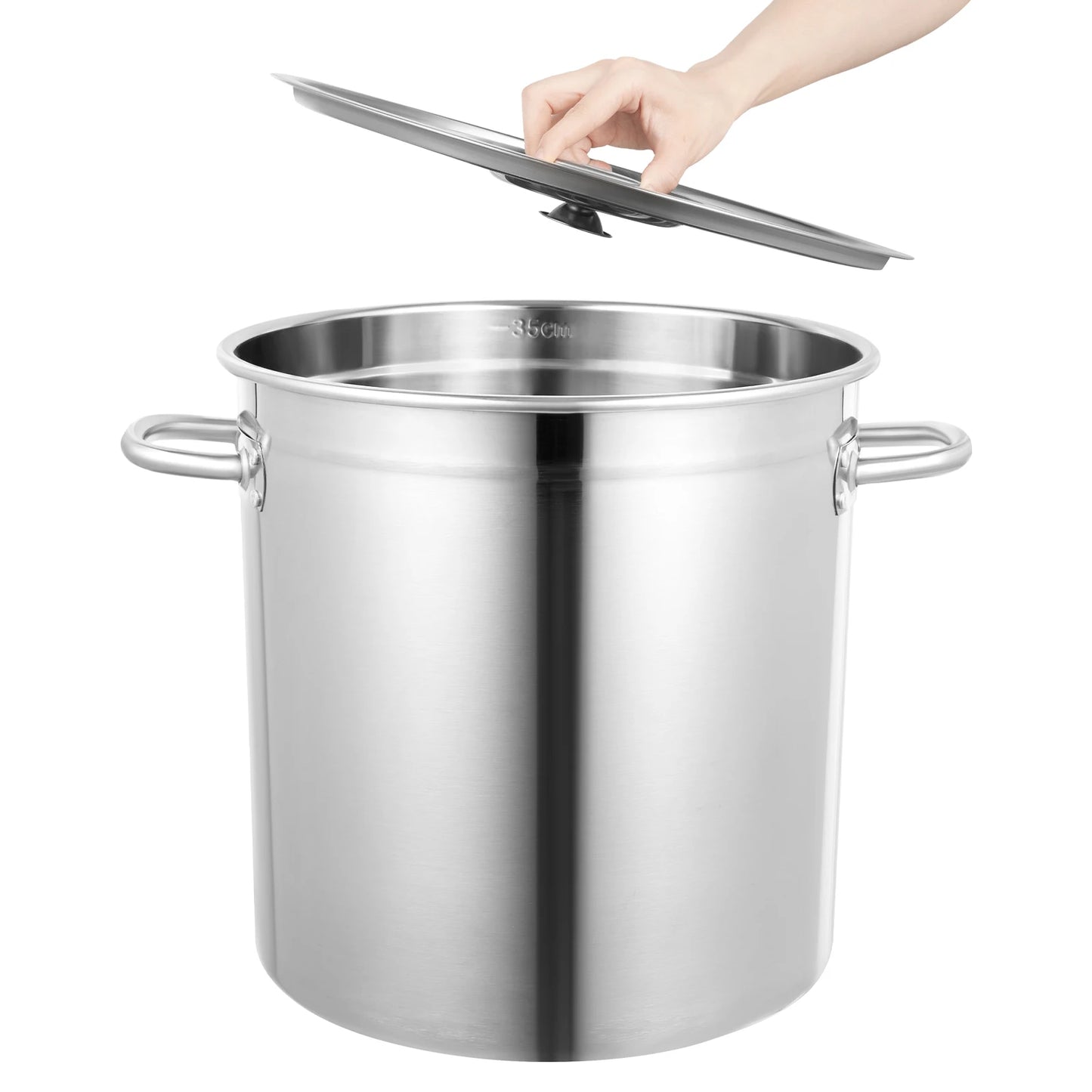 Soup Pot with Cover & Handles, Stainless Steel Stock Pot