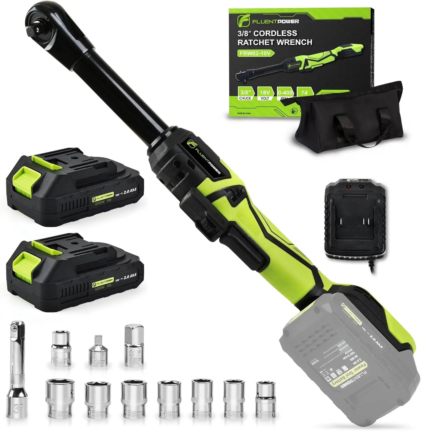 3/8" Cordless Electric Ratchet Wrench Set,