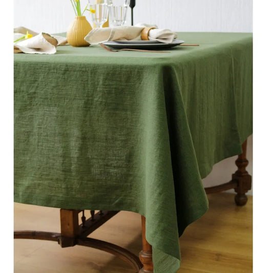 100% Pure Linen Solid Color Table Cover, Natural Fabric Tablecloth