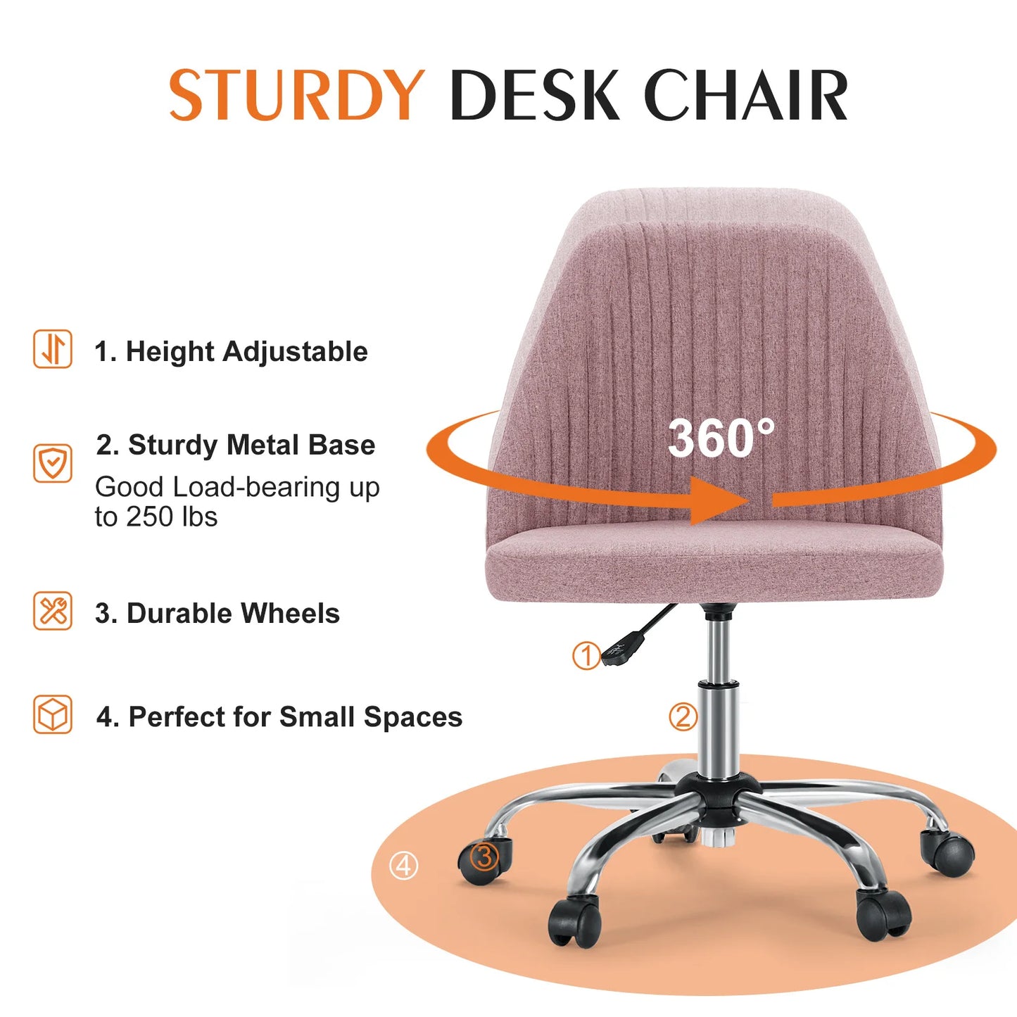 Armless Small Desk Office Chair Cute Swivel Chair