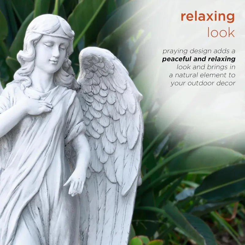 Angel Statue Yard Art Decoration, Light Gray