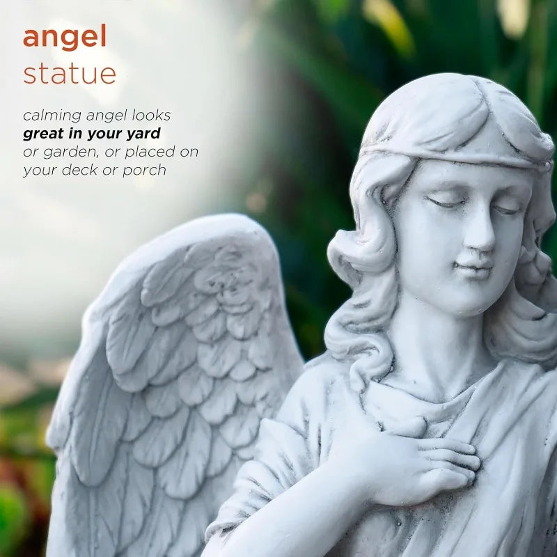 Angel Statue Yard Art Decoration, Light Gray
