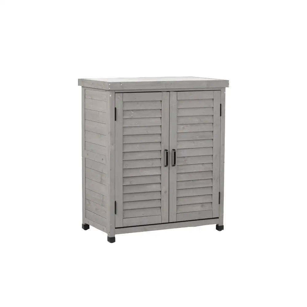 Potting Bench with Storage Cabinet and Metal Table Top for Outdoor Patio,'