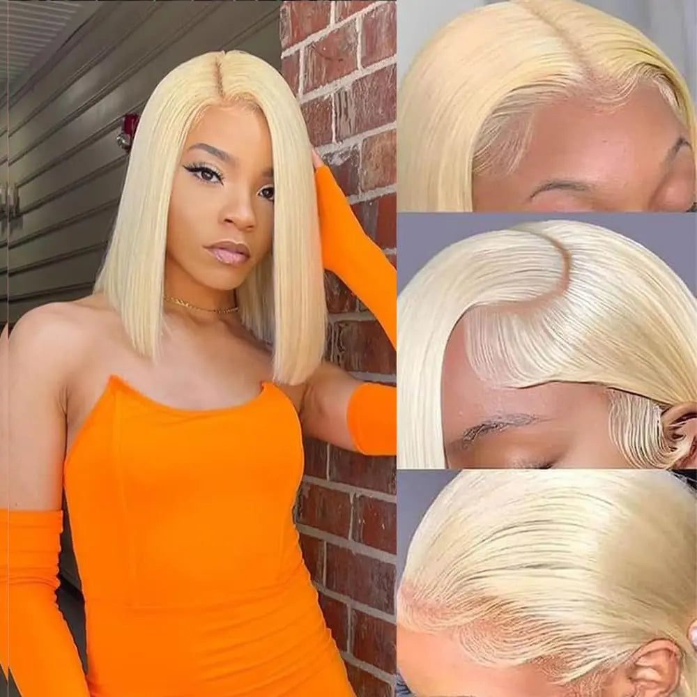 Straight Lace Front Human Hair wig Short Transparent 13x4