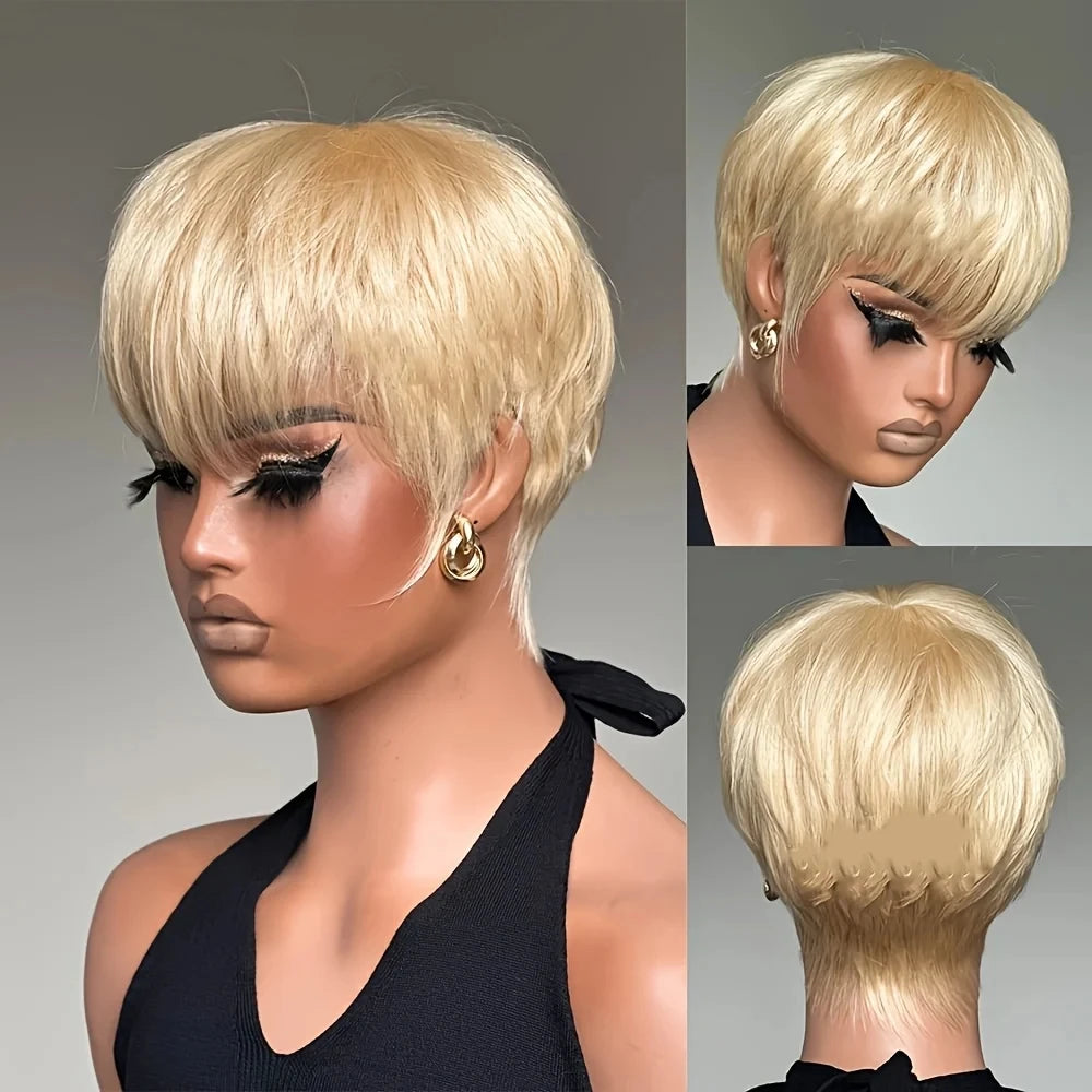6inch 250% Density Remy Hair Wig 613 Blonde Color