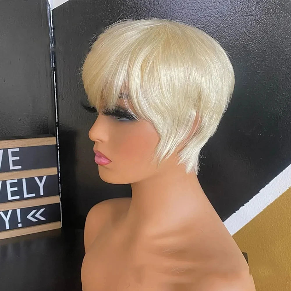 6inch 250% Density Remy Hair Wig 613 Blonde Color