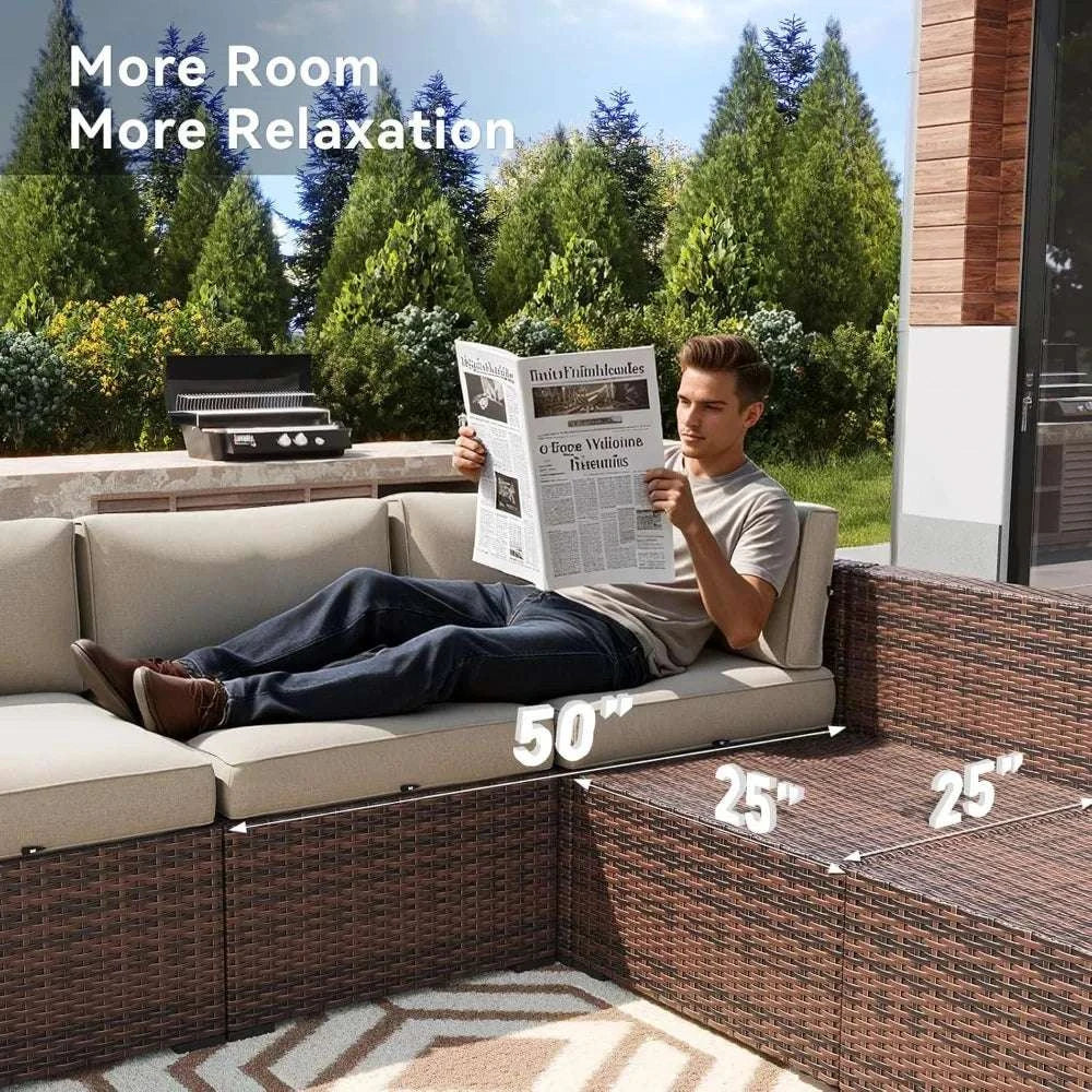7 Piece Outdoor Patio Furniture Set with Coffee Table