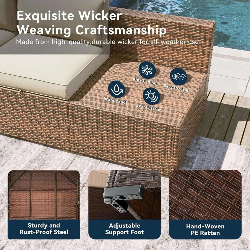 7 Piece Outdoor Patio Furniture Set with Coffee Table