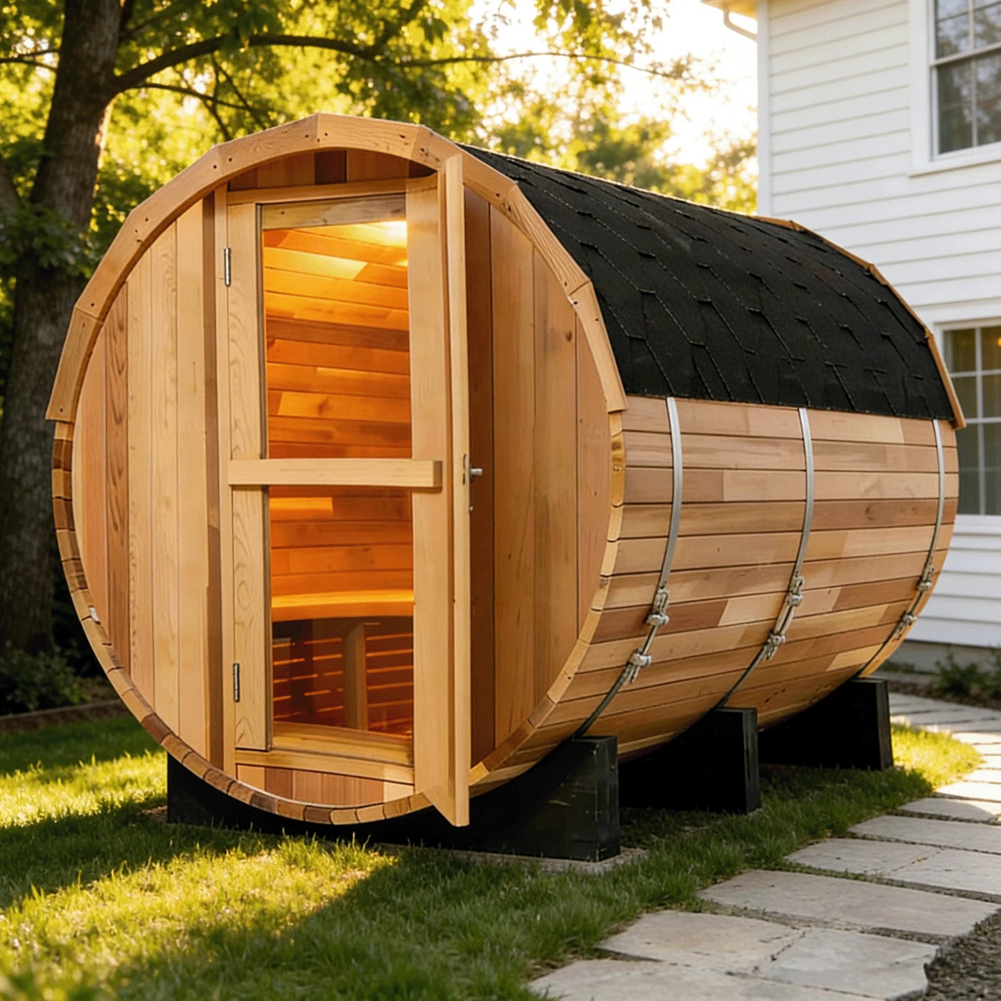 Panoramic Sauna Room Round Steam Room Anti Corrosion Anti Cracking Durable Heating Home Spa Sauna