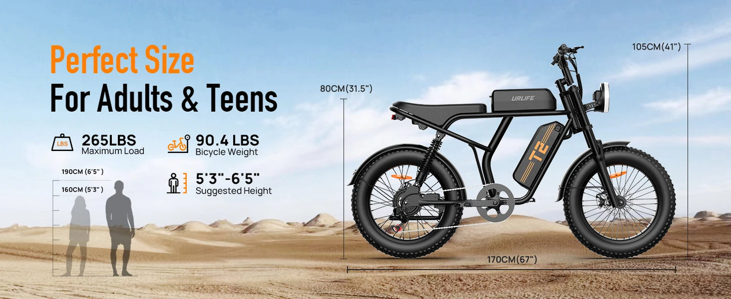 1500W Peak Electric Mountain Bike 48V 15.6Ah 28MPH 100 Mile