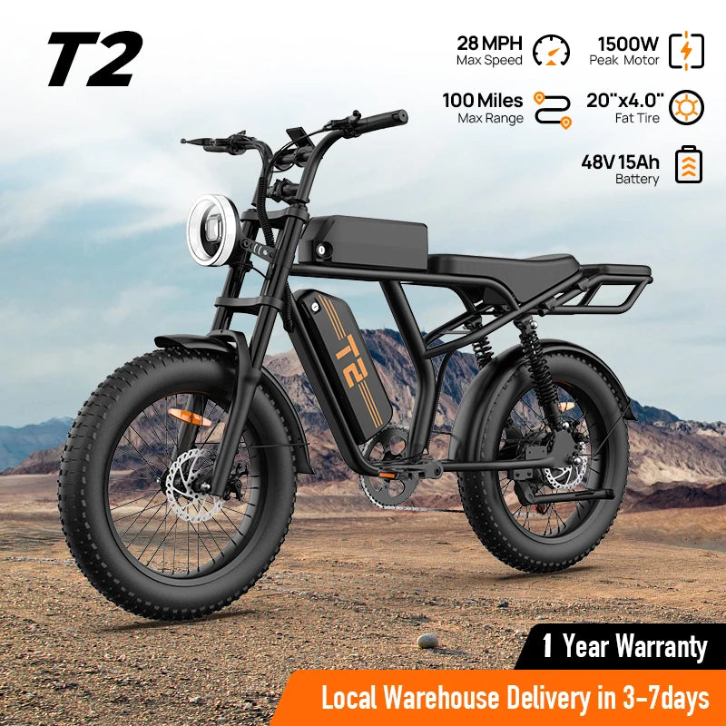 1500W Peak Electric Mountain Bike 48V 15.6Ah 28MPH 100 Mile