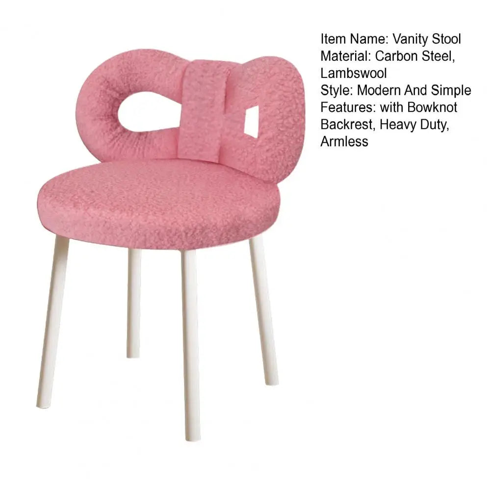 Vanity Stool with Bowknot Backrest