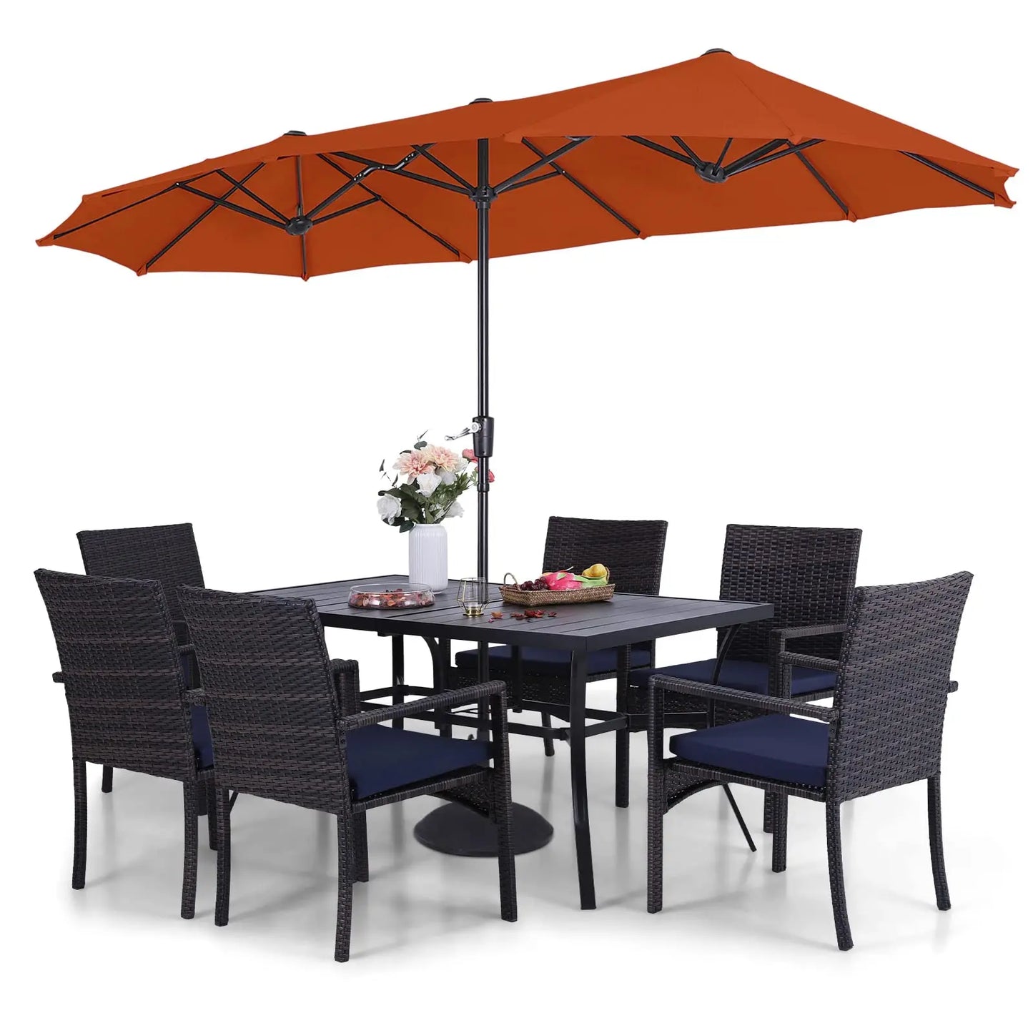 Patio Outdoor Table and Chairs Set with Umbrella Navy, Patio Dining Sets