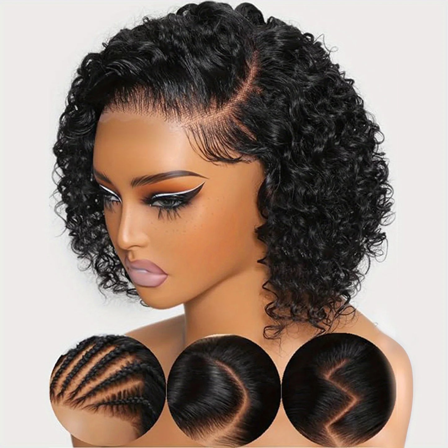 Burmese Curly Deep Wave Curly Human Hair Wig Glue less Wet and Wavy Lace Front