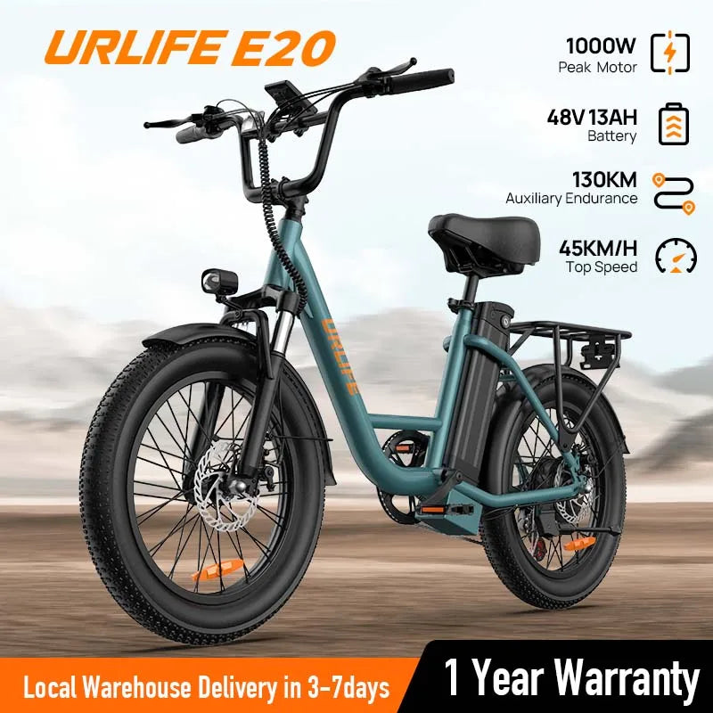 Electric Bike | 48V 13Ah Removable Battery, 20MPH, 20''X3" Fat Tire, 7-Speed
