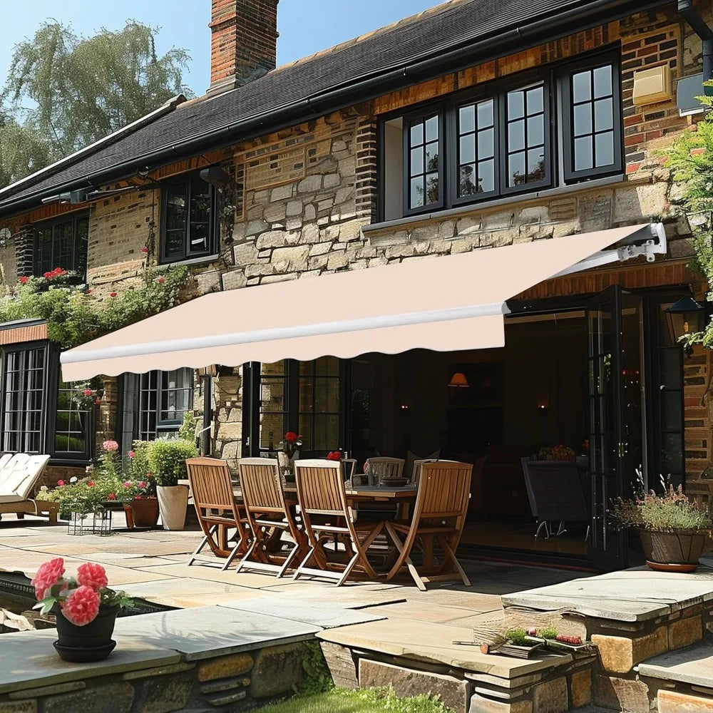 Manual Retractable Patio Awning, Outdoor Window Sun Shelter Shade