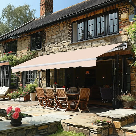 Manual Retractable Patio Awning, Outdoor Window Sun Shelter Shade