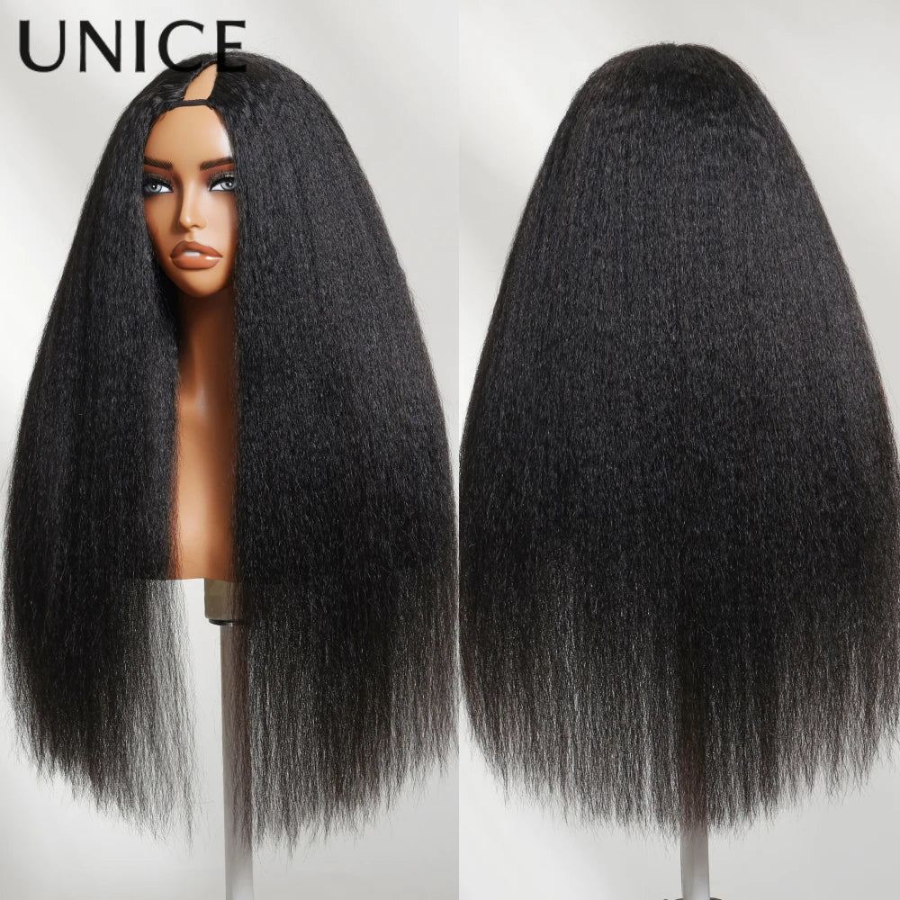 Straight V Part Wig 100% Human Hair Clip-In U Part Wig Beginner Friendly Glueless