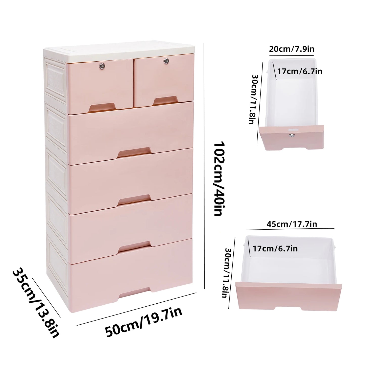 Storage Cabinet with 6 Drawers and Lock Wheels Large Capacity