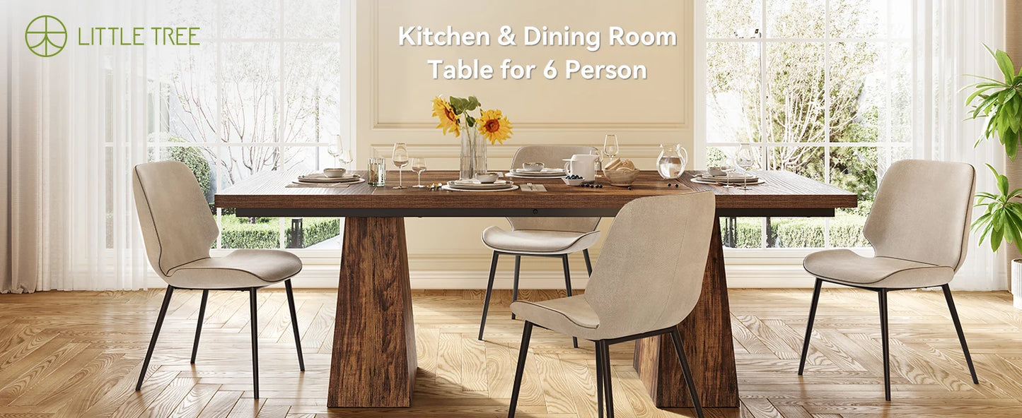 Dining Table for 6 People, Rectangle Table with Heavy Duty Legs,