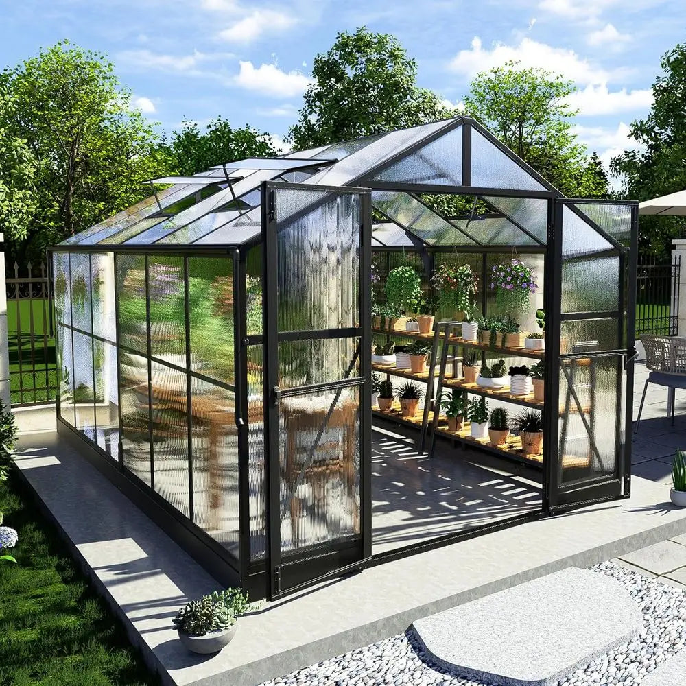 Walk-in Greenhouse with 7ft Height, 4 Vent Windows