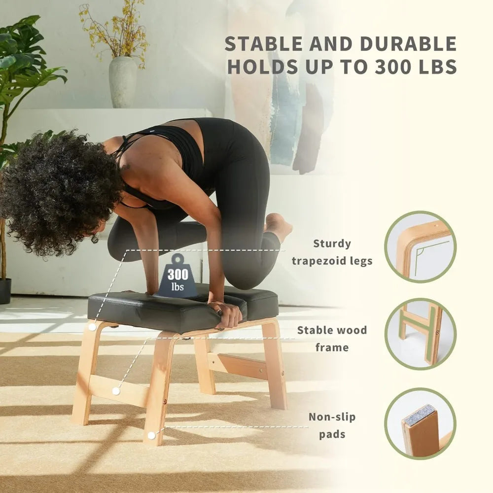 Stand Yoga Chair Wood and PU Pads   Relieve Fatigue