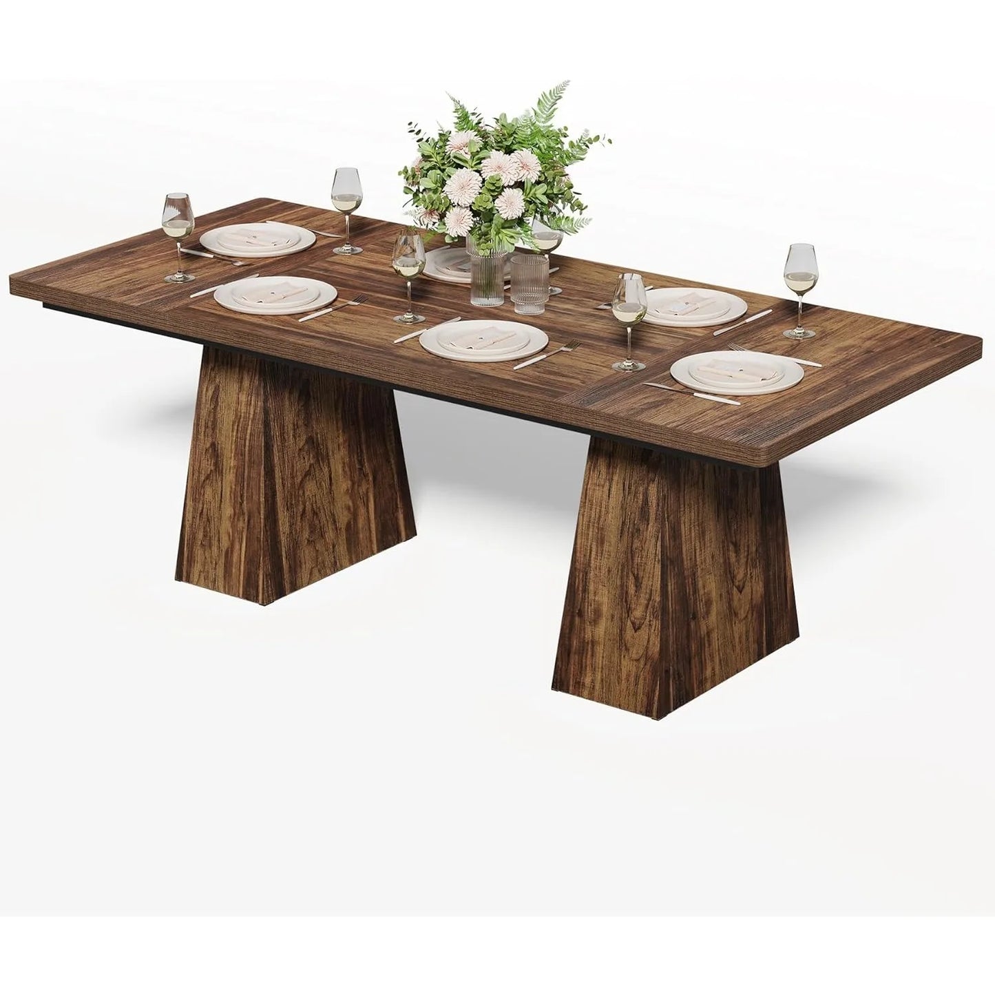 Dining Table for 6 People, Rectangle Table with Heavy Duty Legs,