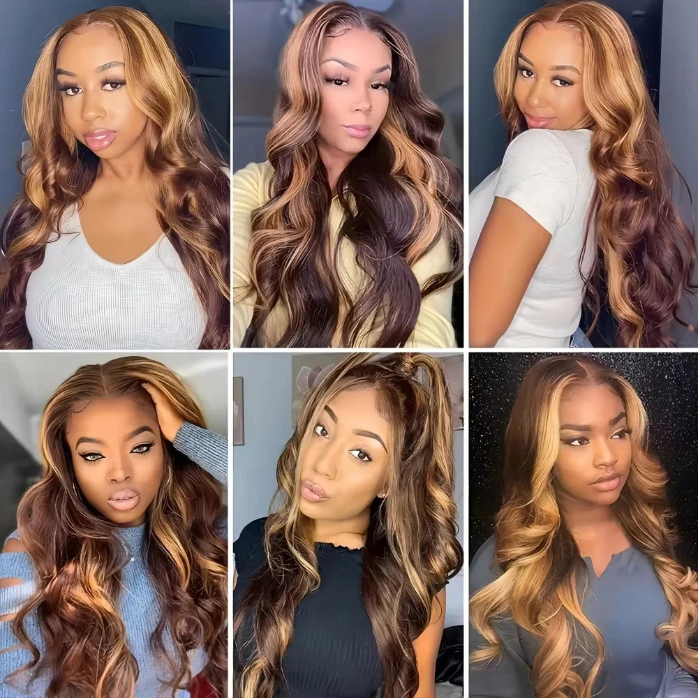 Colored Highlight Human Hair Wigs