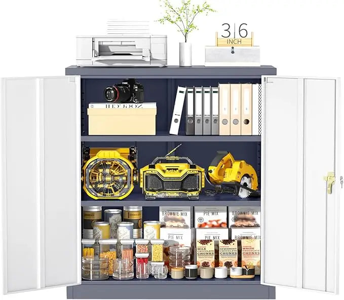 36" Metal Storage Cabinet with Wheels, Lockable Rolling Metal Garage Cabinets