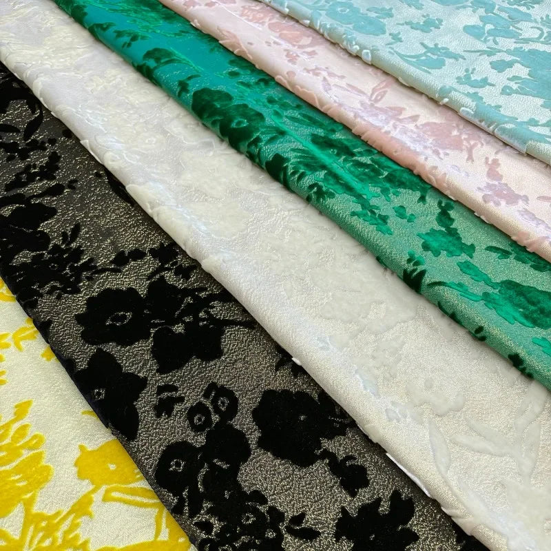 Flower Silk Velvet Silk Fabric Mulberry Burnt Flower Flocking Jacquard