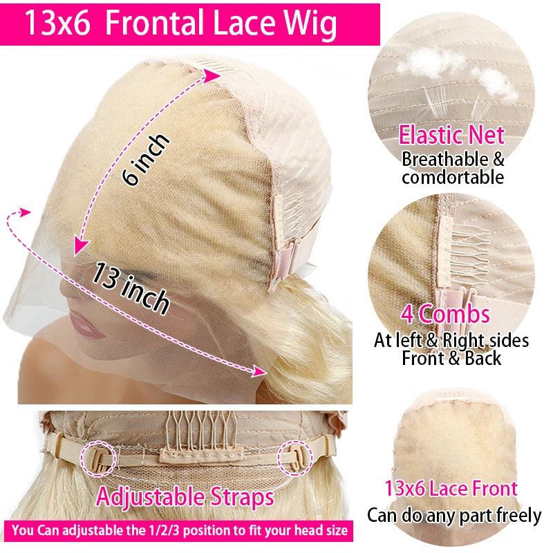 Honey Blonde 613 Colored Short Bob Wigs 8-14 Inch Bone Straight Lace Front Human Hair