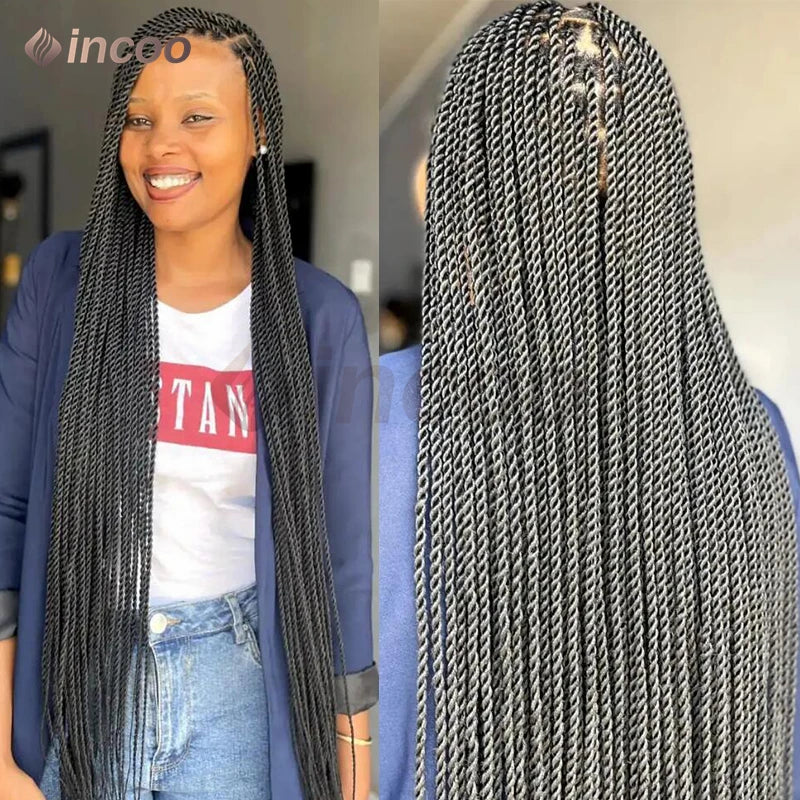 40" Full Lace Frontal Wigs Synthetic Braided Wigs
