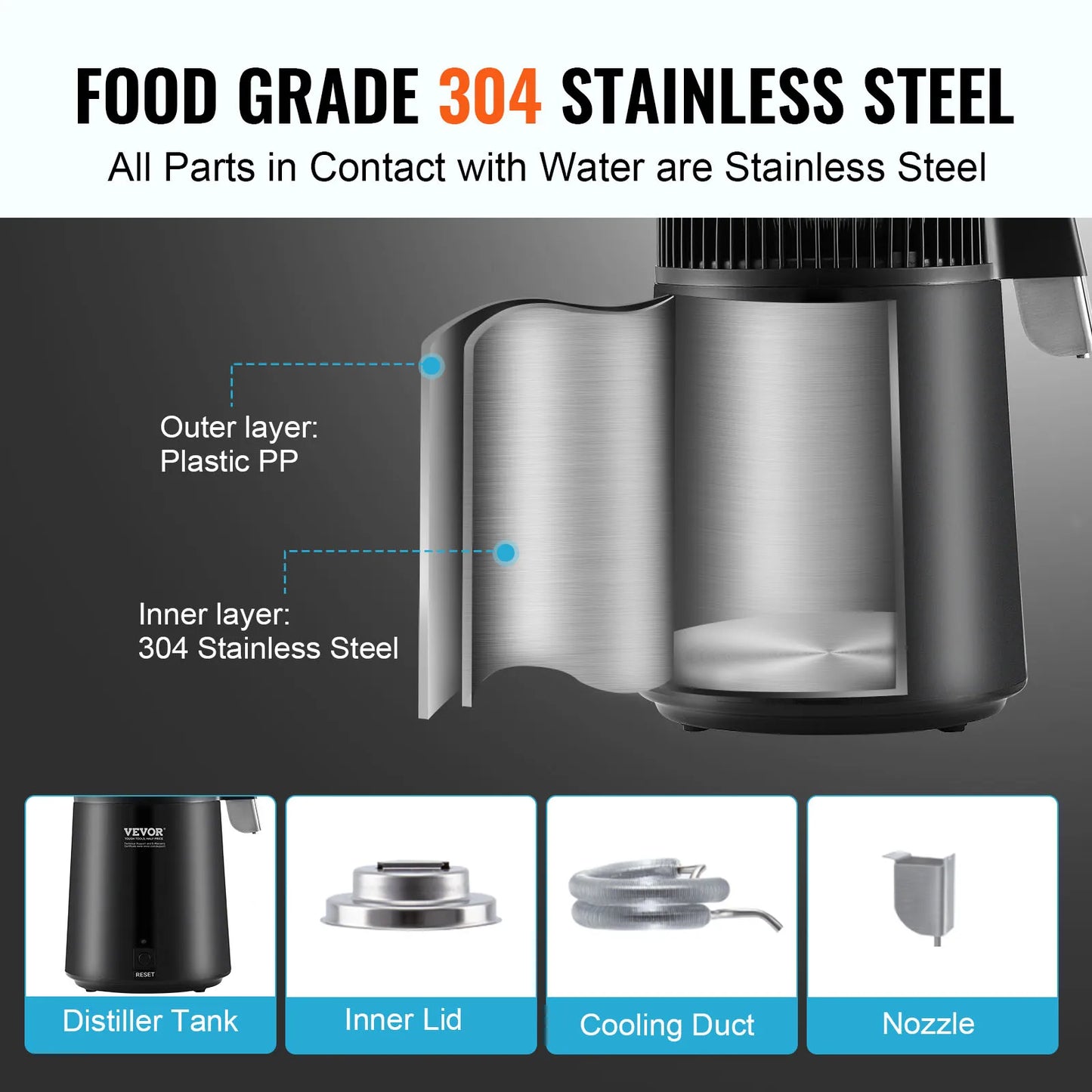 Water Distiller 4L 1.05 Gallon Pure Water Purifier
