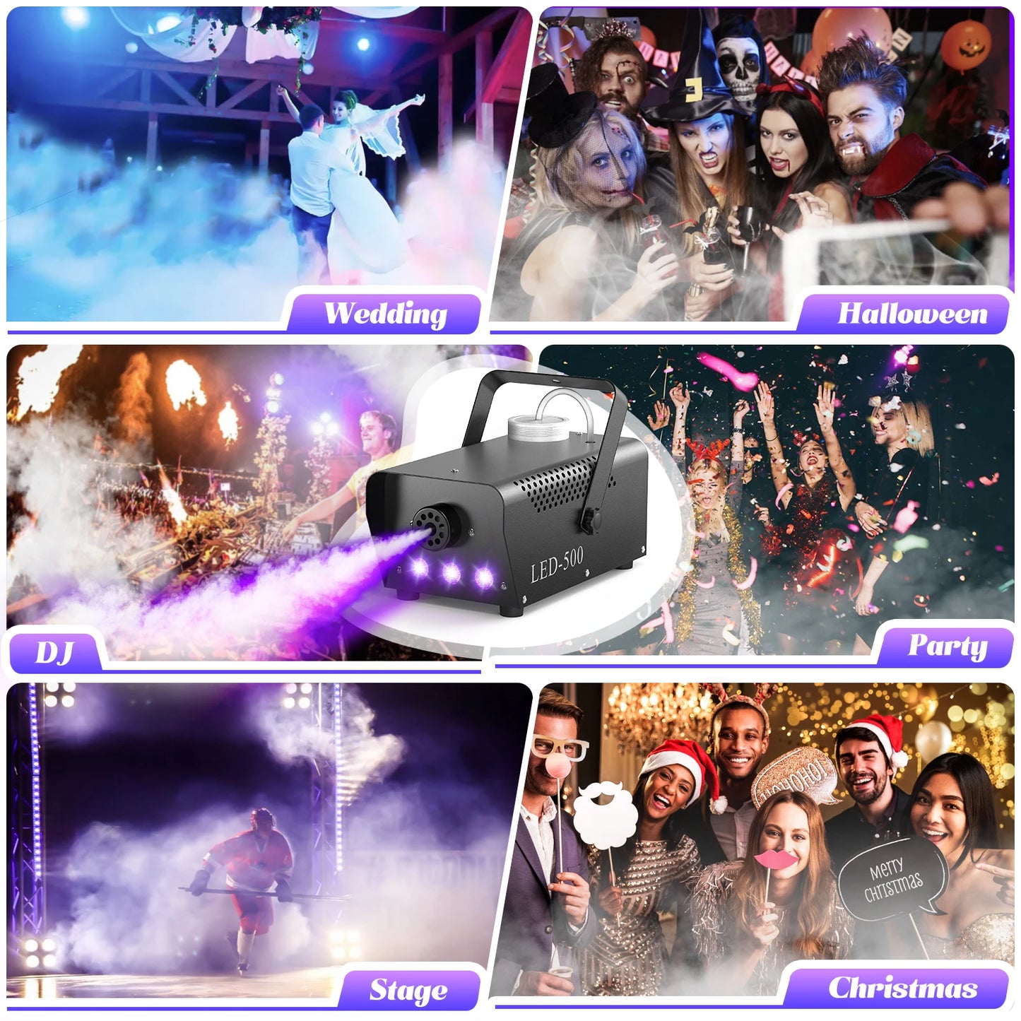 Smoke Machine Wireless Control Fog Machine RGB LED Stage Lighting