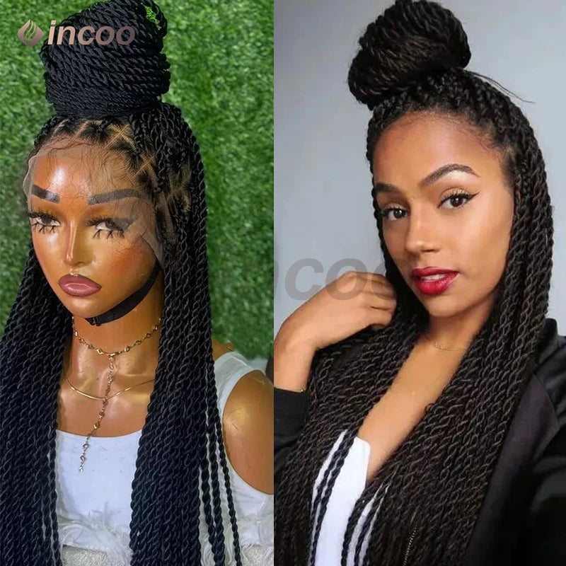 40" Full Lace Frontal Wigs Synthetic Braided Wigs