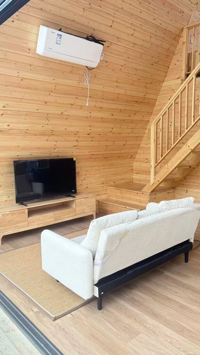 Modern Triangle A Frame House Prefabricated Tiny Cabin Portable Modular Wooden Villa Outdoor Living Home