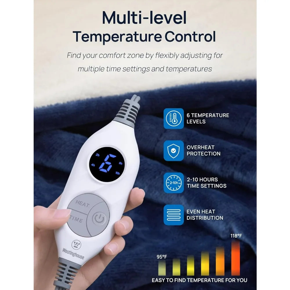 Electric Blanket with Foot Pocket for Adults Ultra Soft Flannel