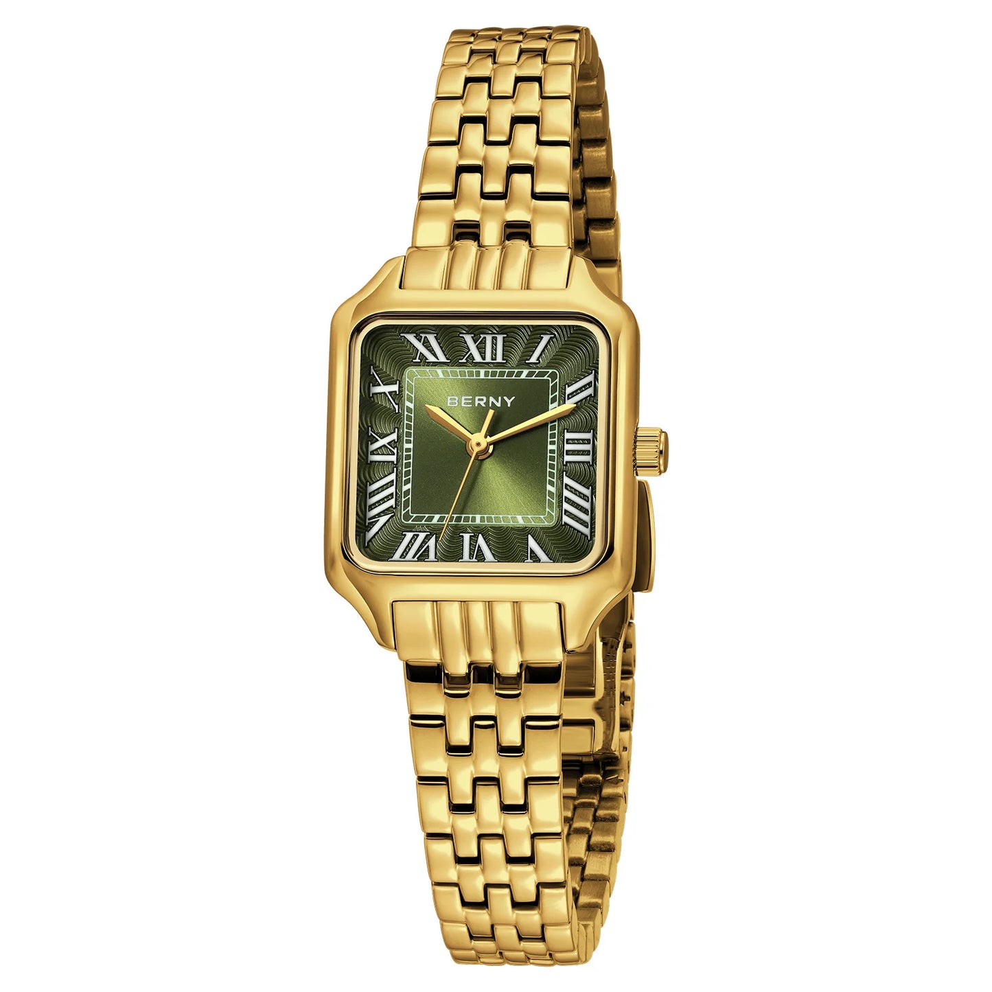 BERNY Square Women Watch Gold Quartz Fashion Exquisite Roman Luxury Small Women's Watch Jewelry Bracelet Women Watches