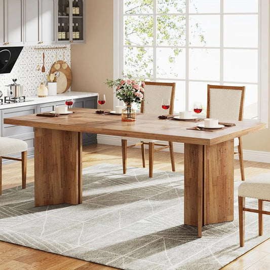 63-inch Dining Table for 4-6, Farmhouse Kitchen Table with Large Tabletop,
