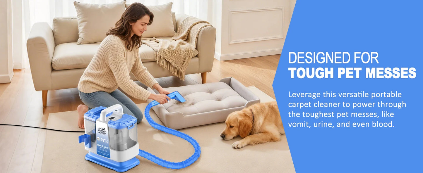 Carpet + Upholstery Cleaner Machine, 20Kpa Powerful Suction w/ 5 Cleaning Tools,