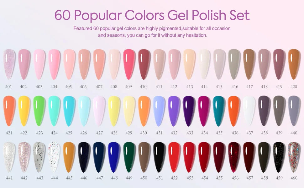 VIP5 Kit Nail Gel Polish HEMA FREE Full Coverage 36/60 Color Gel
