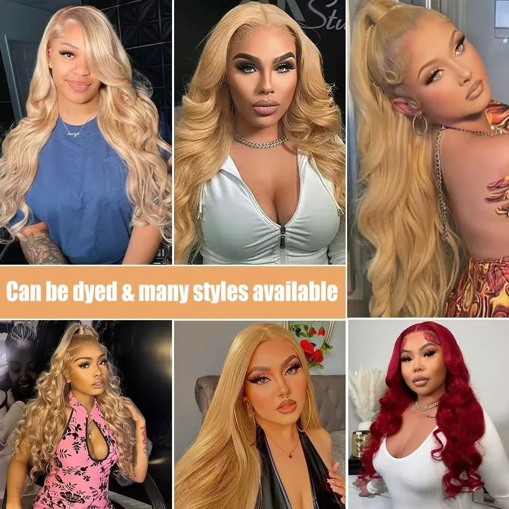 Honey Blond Body Wave 13x4 Lace Frontal Human Hair Wigs