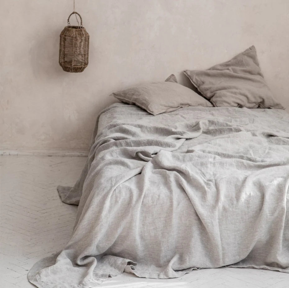 1Piece Washed French Bed linens Pure linen 100% Bedsheets Stone