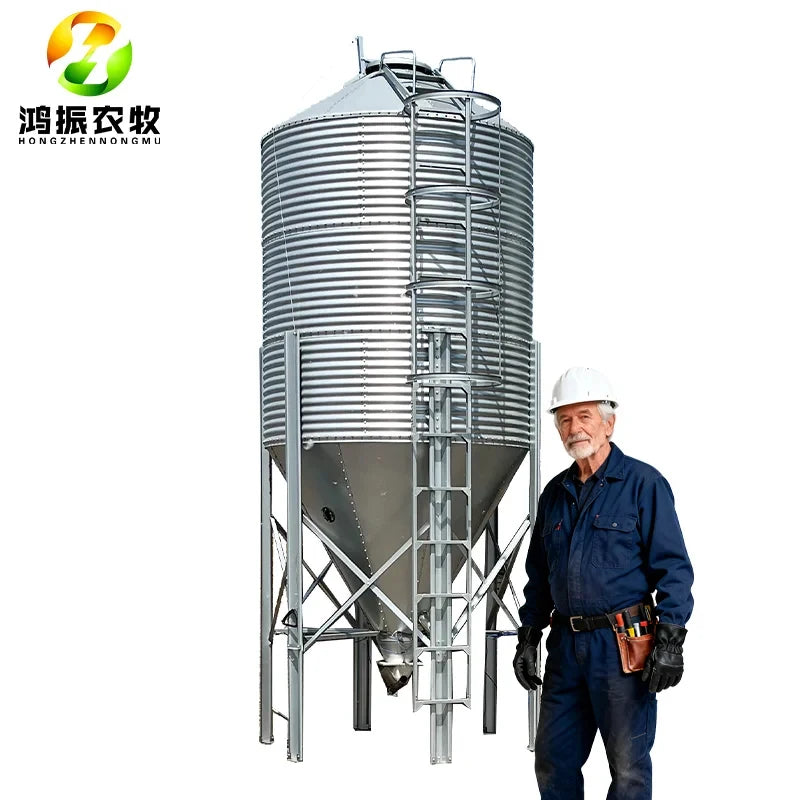 Custom Max 80T Hot-Dip Galvanized IoT-Enabled Grain Silo With 1 Year Warranty For Farm Use By ShanDongHONGZHEN