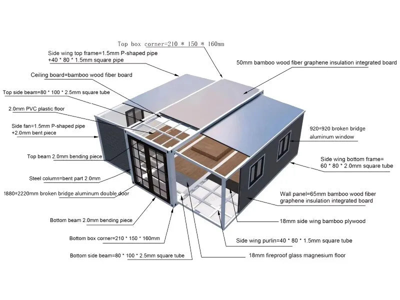 Container Shelter Foldable Prefabricated House for Camp Office Staff Accommodation and Guest Room Customized